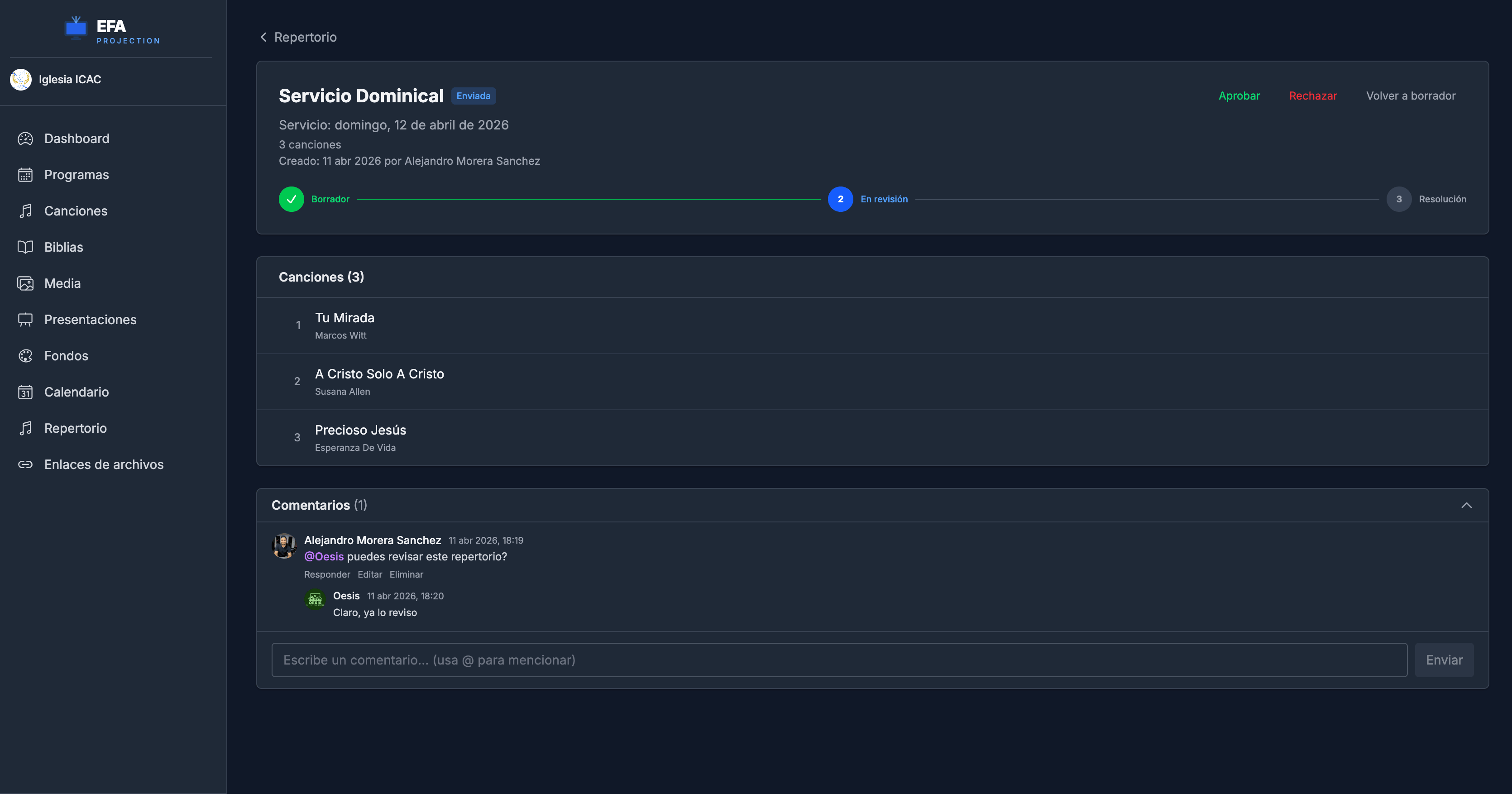 Listas de adoración