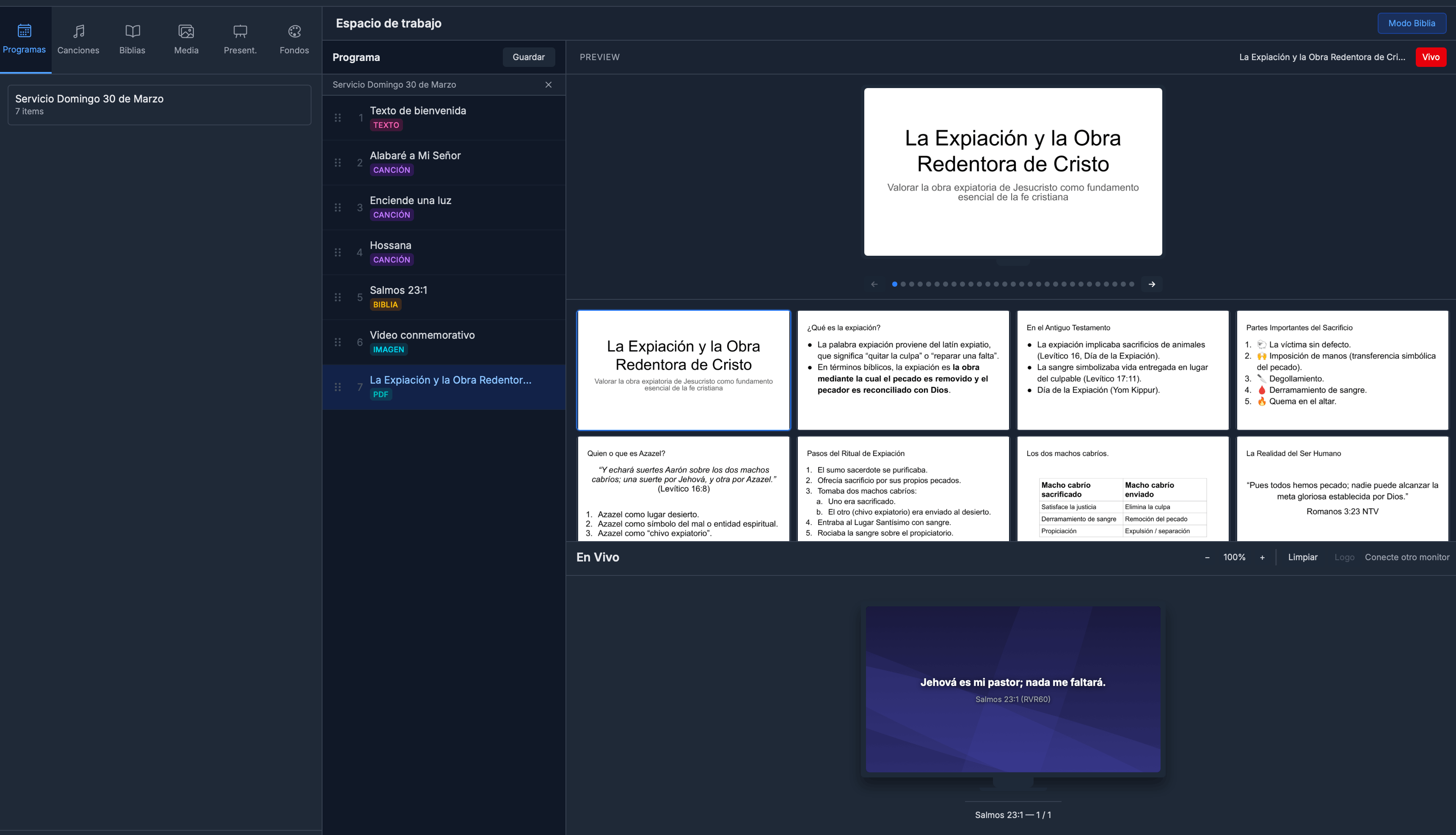 EFA Projection - Vista principal de la app